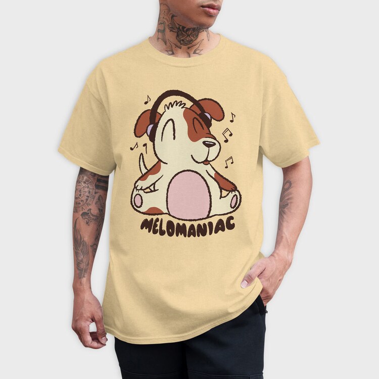 Dog With Headphones Music, Tricou Barbati (Unisex)