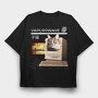 Cat Vaporwave Glitch 2 Vapurrwave, Tricou Oversize Barbati (Unisex)