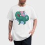 Axolotl Riding Dinosaur Trex, Tricou Barbati (Unisex)