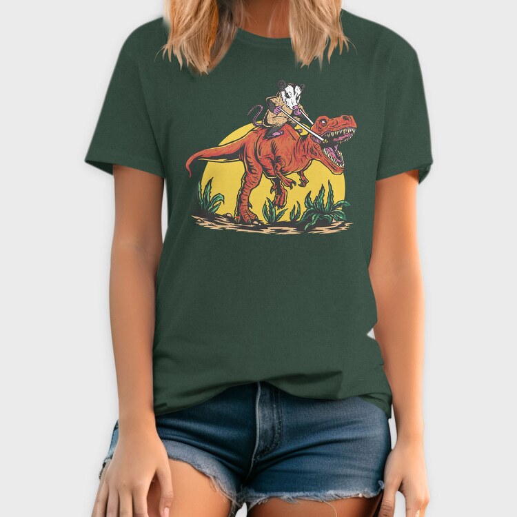 Opossum Riding T Rex Dinosaur, Tricou Barbati (Unisex)