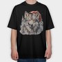 Wolf In Santa Hat Christmas Tote, Tricou Oversize Barbati (Unisex)