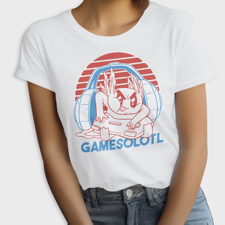 Axolotl With Joystick And Headphones Gamer, Tricou Femei
