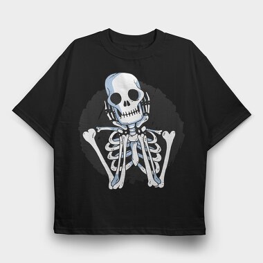 Waiting Skeleton Illustration 001, Tricou Oversize Barbati (Unisex)