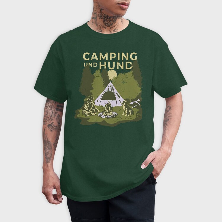 Camping and Hund, Tricou Barbati (Unisex)
