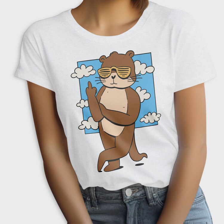 Otter Animal With Cool Sunglasses, Tricou Femei