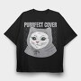 Cat With Grey Hoodie, Tricou Oversize Barbati (Unisex)