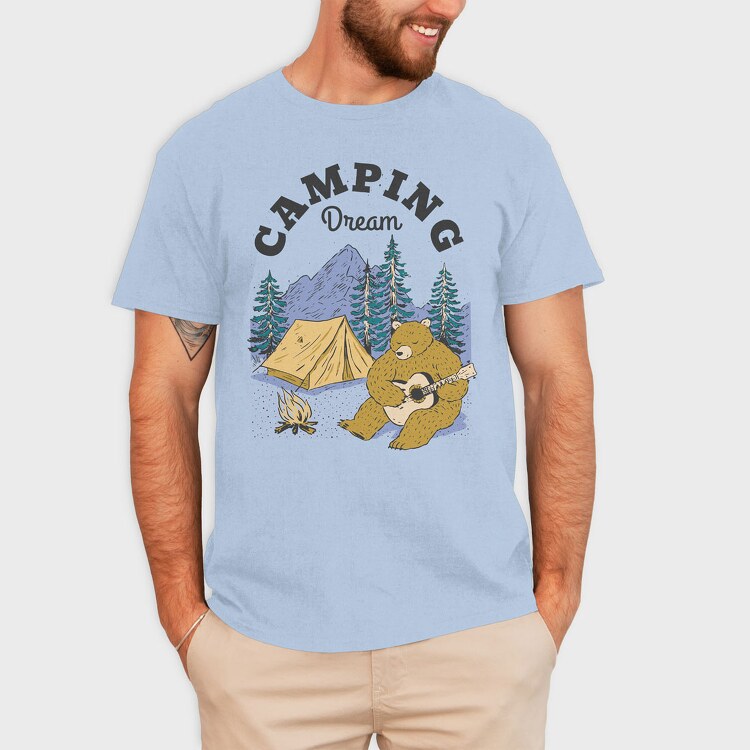 Camping Dream Bear Guitar, Tricou Barbati (Unisex)