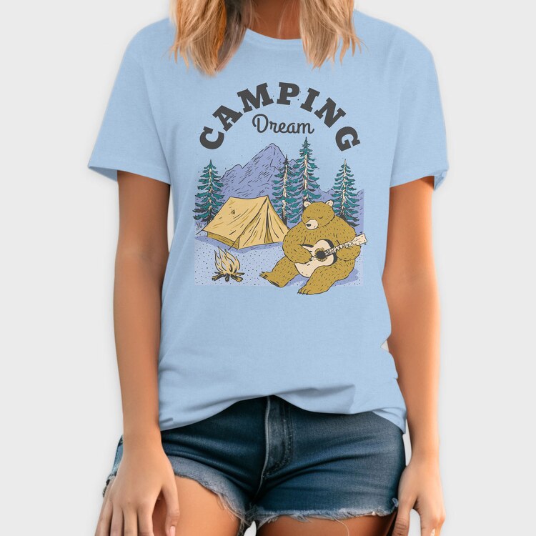 Camping Dream Bear Guitar, Tricou Barbati (Unisex)