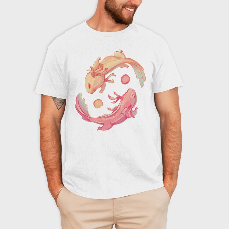 Axolotl Yin Yang, Tricou Barbati (Unisex)