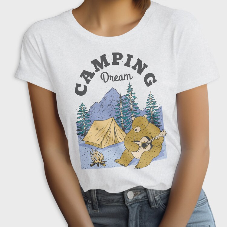 Camping Dream Bear Guitar, Tricou Femei