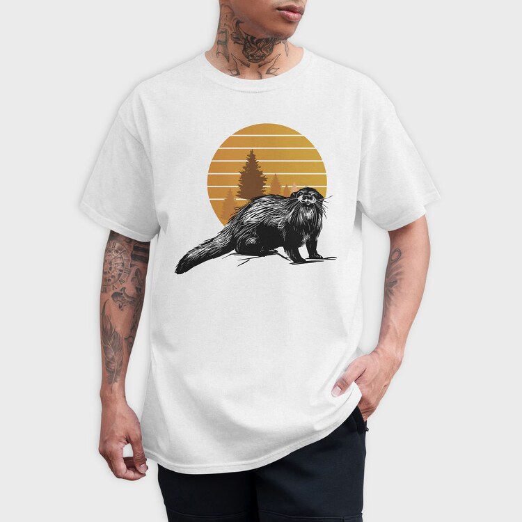 Otter In Sunset, Tricou Barbati (Unisex)