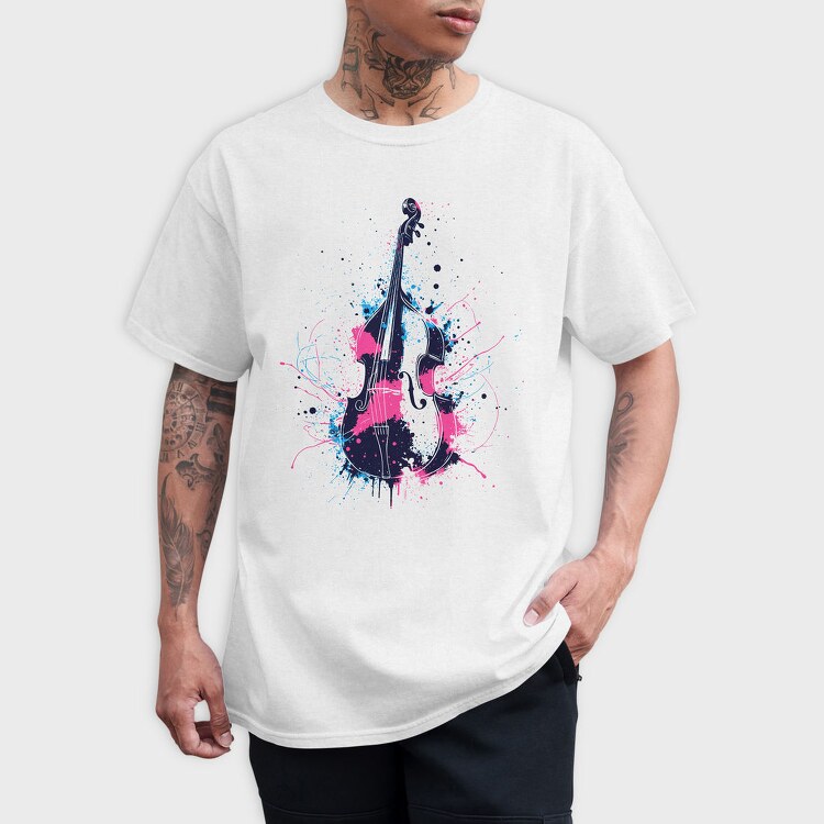 Double Bass Paint Splash, Tricou Barbati (Unisex)