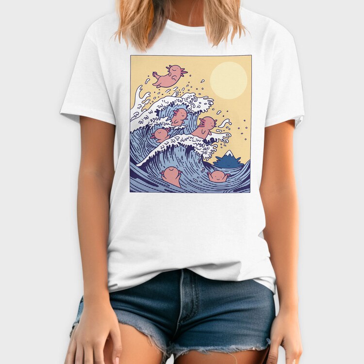 Axolotls In Wave, Tricou Barbati (Unisex)