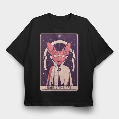 Cat Wizard Mystical Tarot Card Horus The Si, Tricou Oversize Barbati (Unisex)