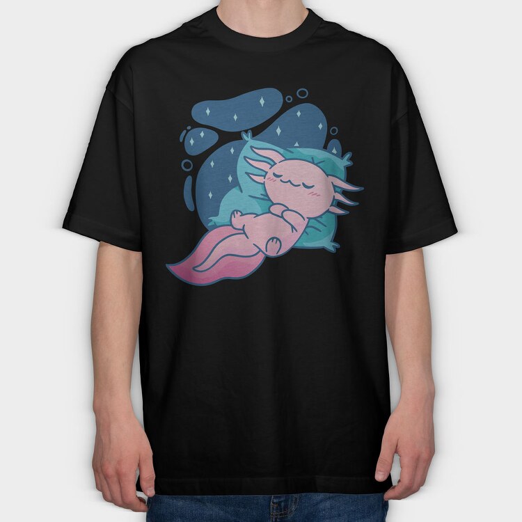 Baby Axlotl Sleeping, Tricou Oversize Barbati (Unisex)
