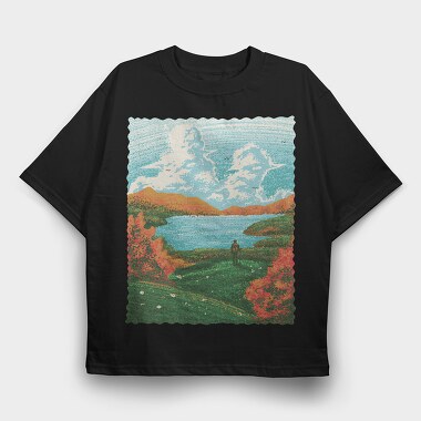 Lake Sight Painting, Tricou Oversize Barbati (Unisex)