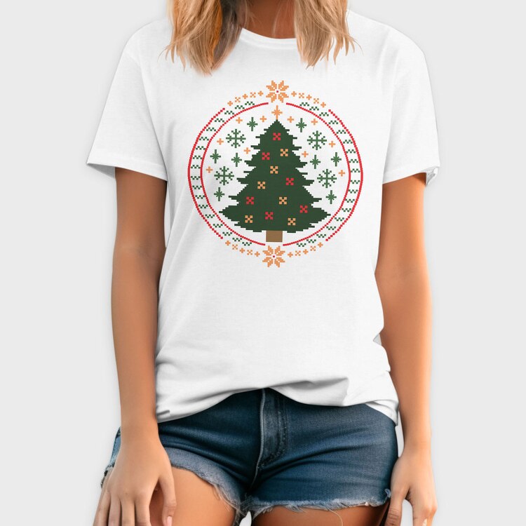 Pixelated Xmas Tree Ugly, Tricou Barbati (Unisex)