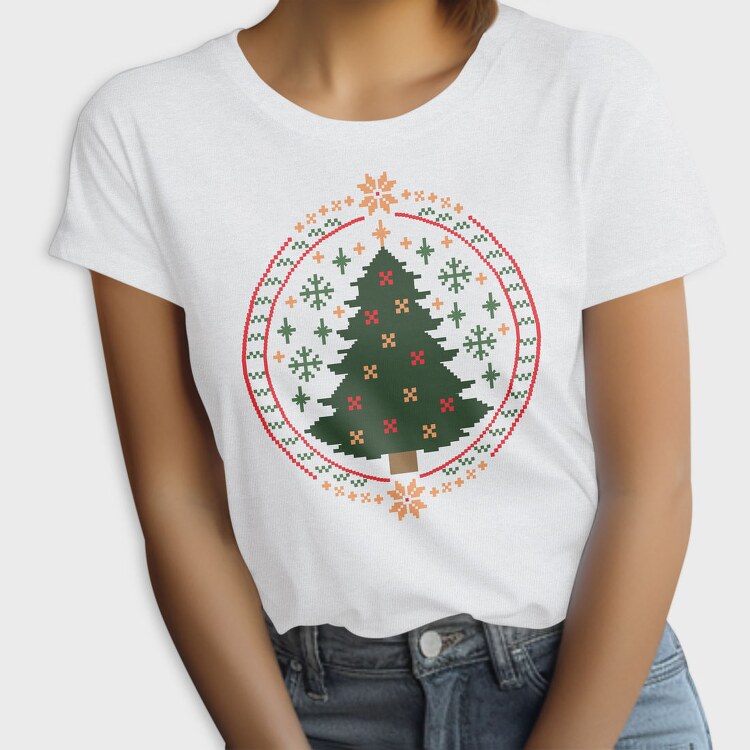 Pixelated Xmas Tree Ugly, Tricou Femei