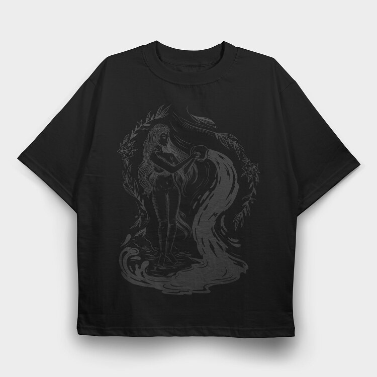 Woman Dark Art Nouveau 03, Tricou Oversize Barbati (Unisex)