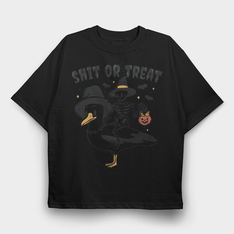 Halloween Seagull Shit Or Treat, Tricou Oversize Barbati (Unisex)