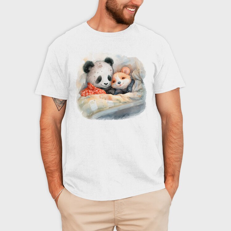 Panda And Mouse Cuddle Mice Hug, Tricou Barbati (Unisex)