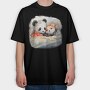 Panda And Mouse Cuddle Mice Hug, Tricou Oversize Barbati (Unisex)