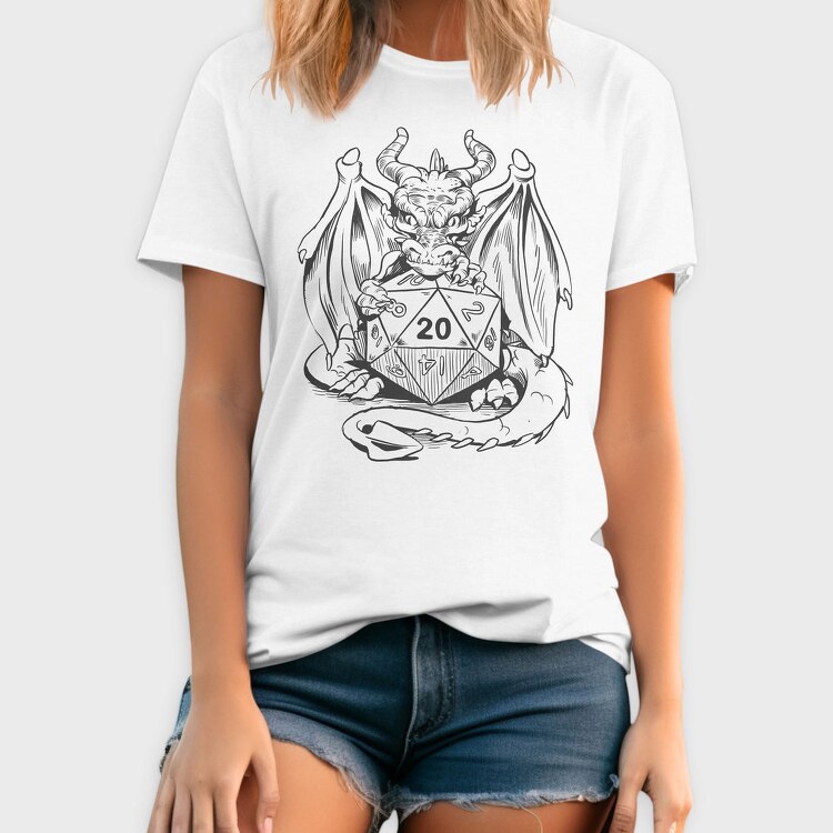 Dragon Creature With Rpg Dice Dungeons, Tricou Barbati (Unisex)