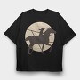 Woman Horse Rider Cowgirl Silhouette, Tricou Oversize Barbati (Unisex)