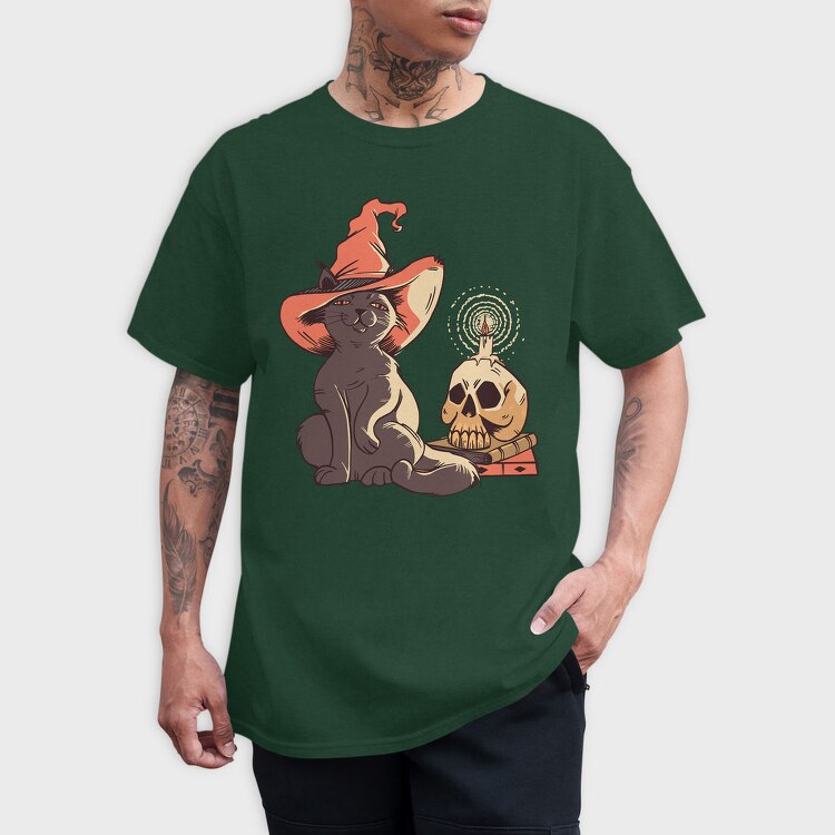 Halloween Witch Cat, Tricou Barbati (Unisex)