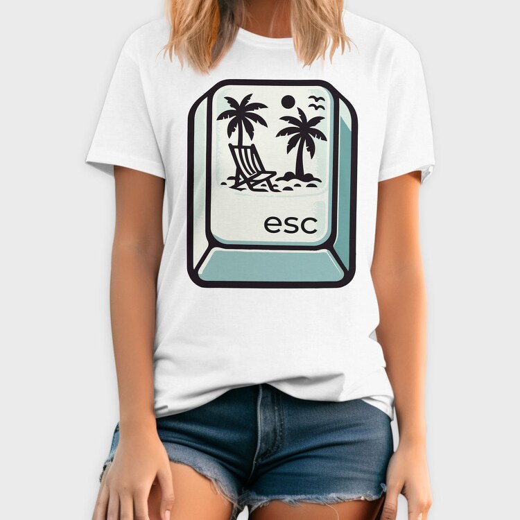 Beach Escape Key Esc, Tricou Barbati (Unisex)