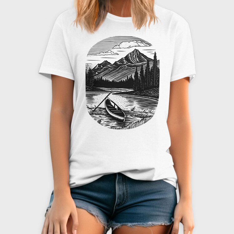 Canoe River Landscape, Tricou Barbati (Unisex)