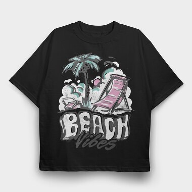 Beach Vibes Summer Vintage Lettering, Tricou Oversize Barbati (Unisex)