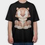 Baby Tiger Watercolor, Tricou Oversize Barbati (Unisex)