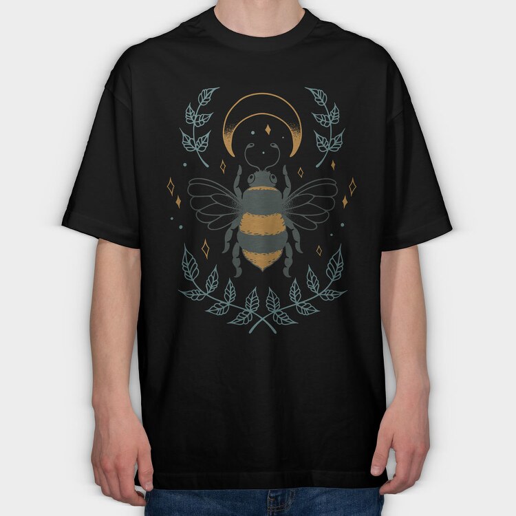 Bee And Moon Mystic, Tricou Oversize Barbati (Unisex)