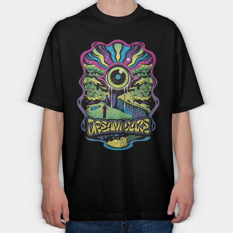 Dream Days Psychedelic Eye Forest, Tricou Oversize Barbati (Unisex)