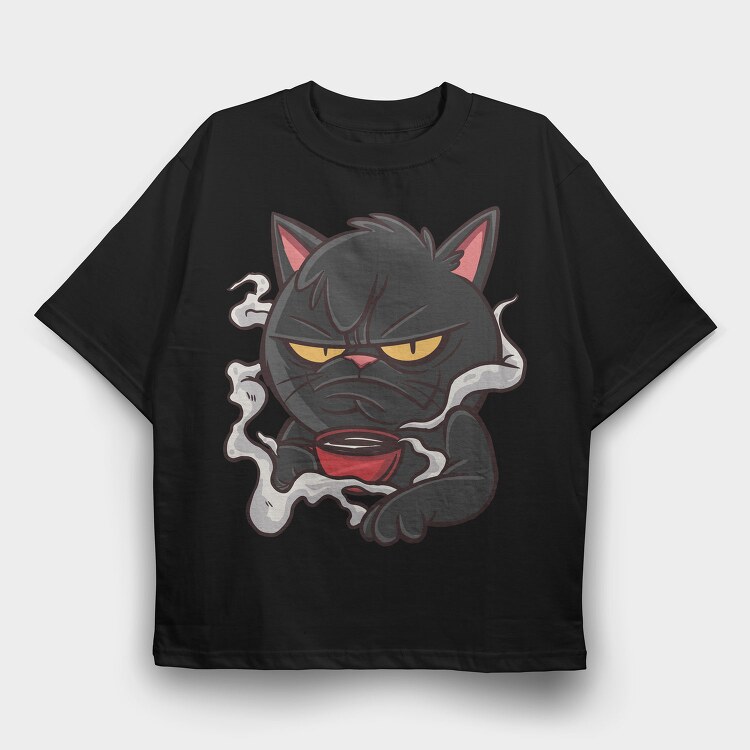Bad Tempered Cat, Tricou Oversize Barbati (Unisex)