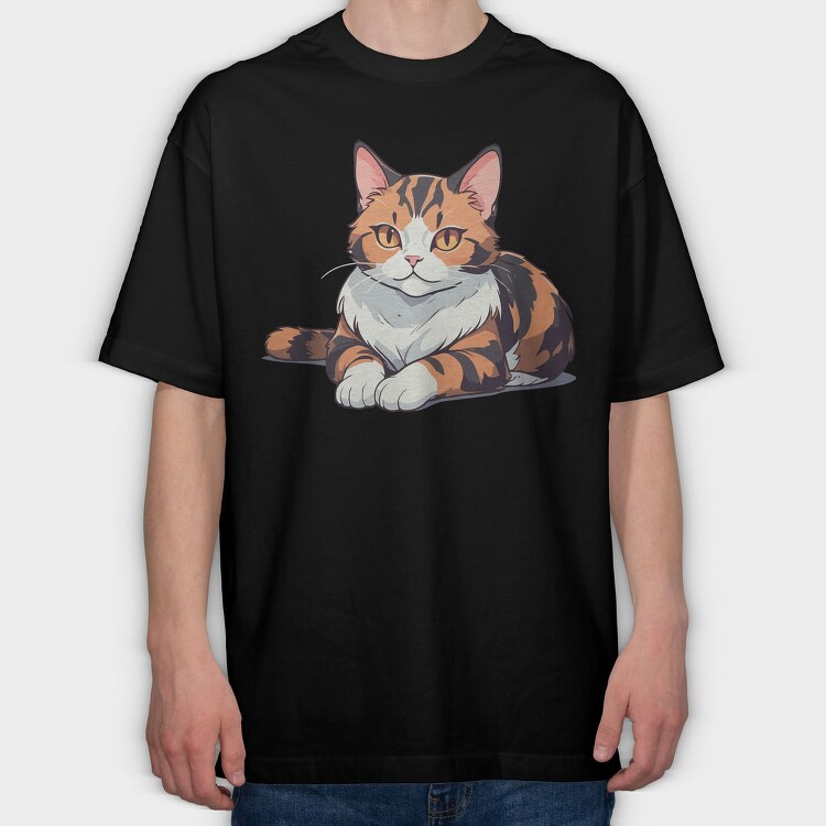 Sitting Cat, Tricou Oversize Barbati (Unisex)