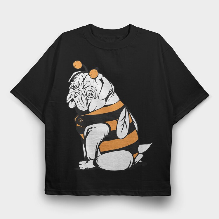 Bee Pug Dog, Tricou Oversize Barbati (Unisex)