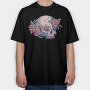 Pastel Floral Colorful Skull Flowers, Tricou Oversize Barbati (Unisex)
