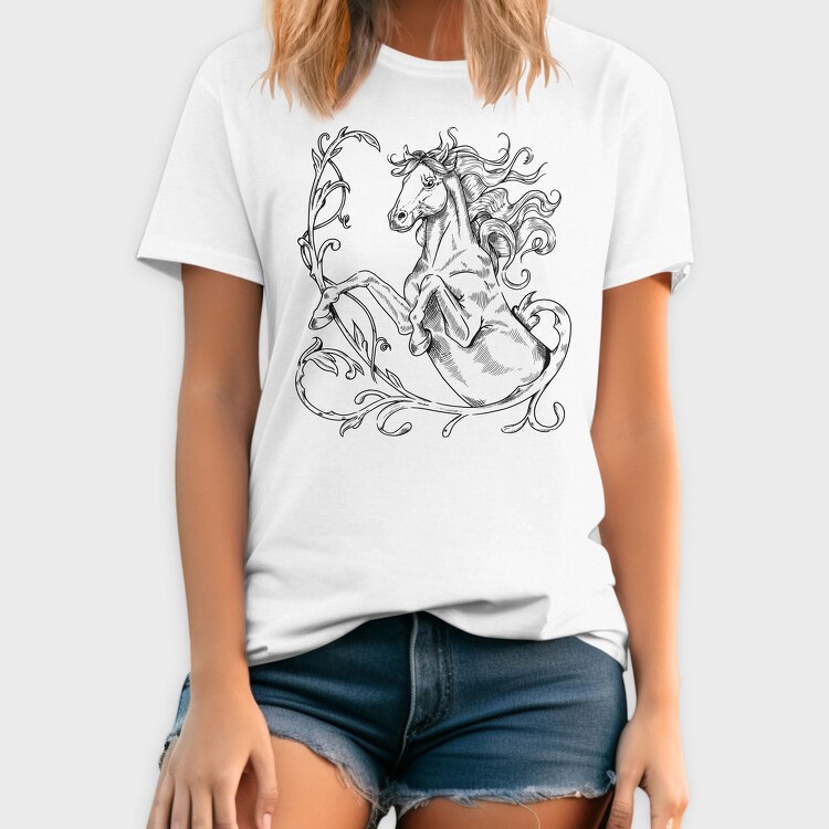 Hand Drawn Antique Horse Animal, Tricou Barbati (Unisex)