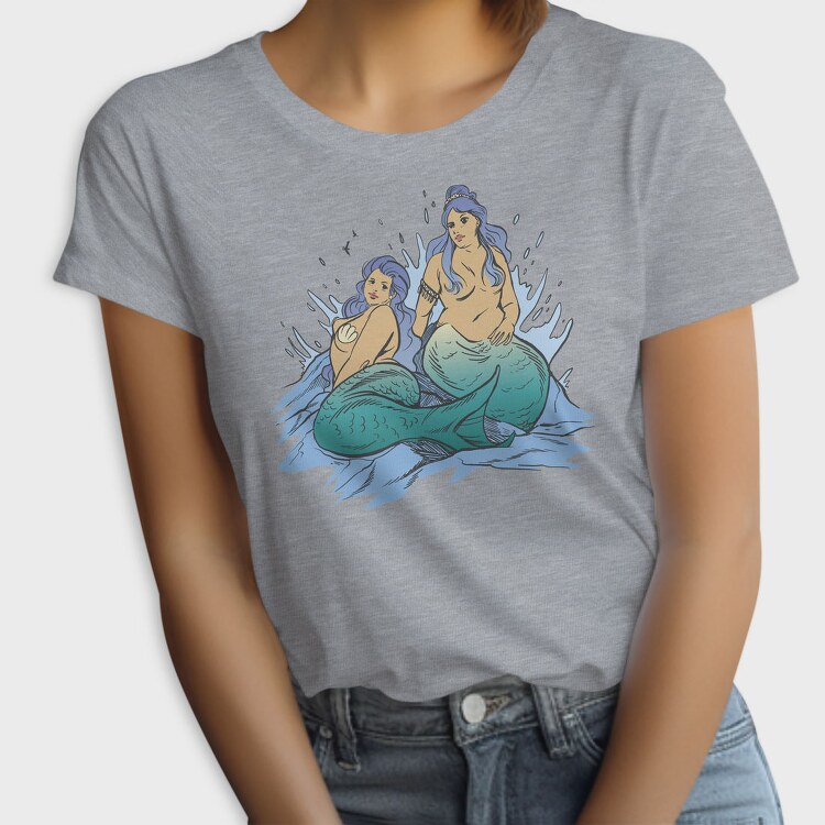 Plus Sized Mythological Two Mermaids, Tricou Femei