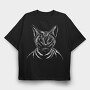 Hand Drawn Cat, Tricou Oversize Barbati (Unisex)