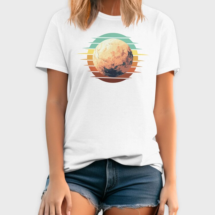 Pluto Retro Sunset Planet, Tricou Barbati (Unisex)