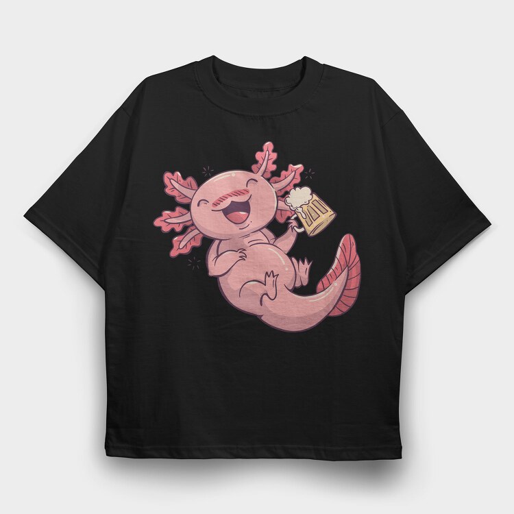 Drunk Axolotl Beer, Tricou Oversize Barbati (Unisex)