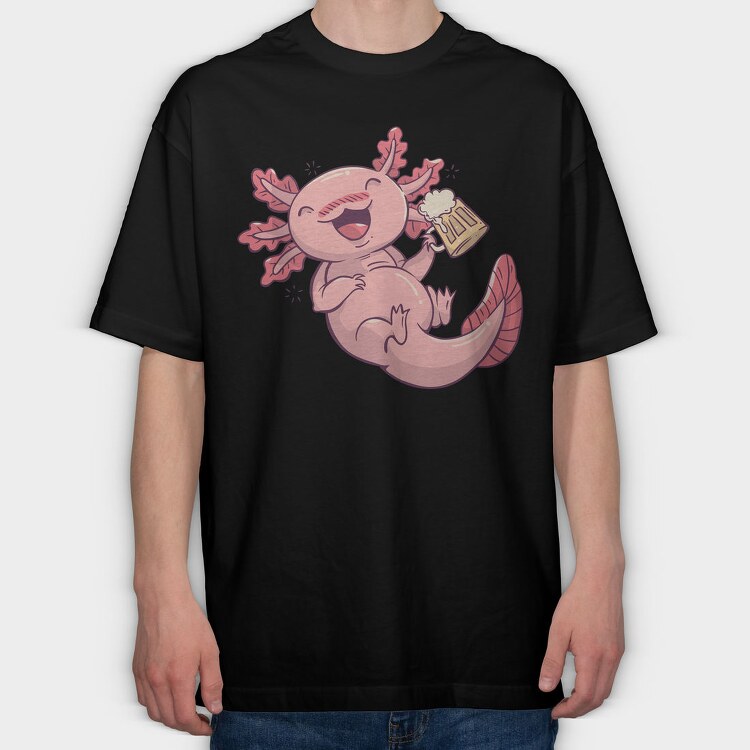 Drunk Axolotl Beer, Tricou Oversize Barbati (Unisex)
