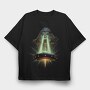 Bigfoot And Ufo, Tricou Oversize Barbati (Unisex)