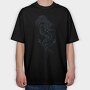 Hand Drawn Mermaid Siren And Anchor, Tricou Oversize Barbati (Unisex)