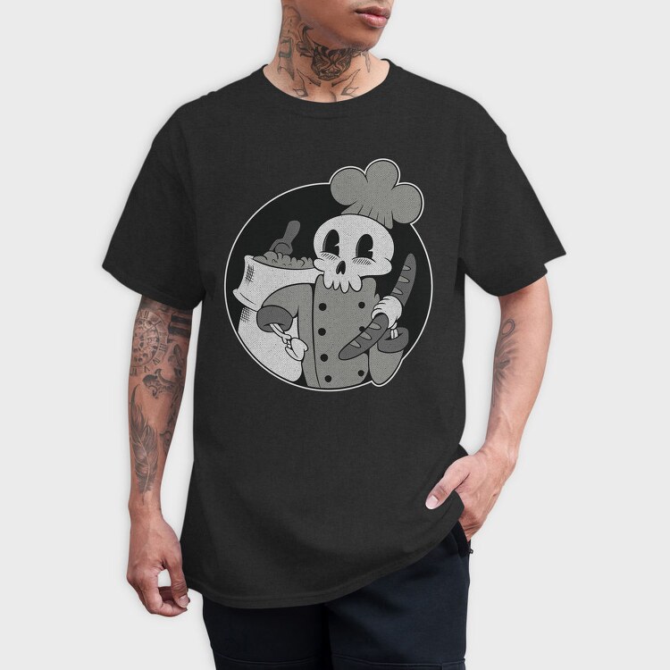 Skeleton Baker Retro Chef Cartoon, Tricou Barbati (Unisex)