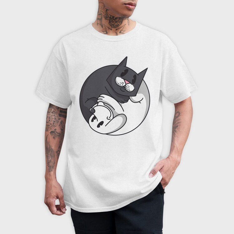 Yin Yang Cat and Dog, Tricou Barbati (Unisex)