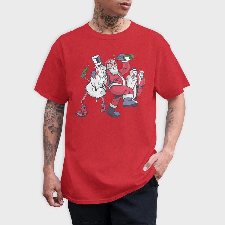 Snowmen Santa Drunk, Tricou Barbati (Unisex)